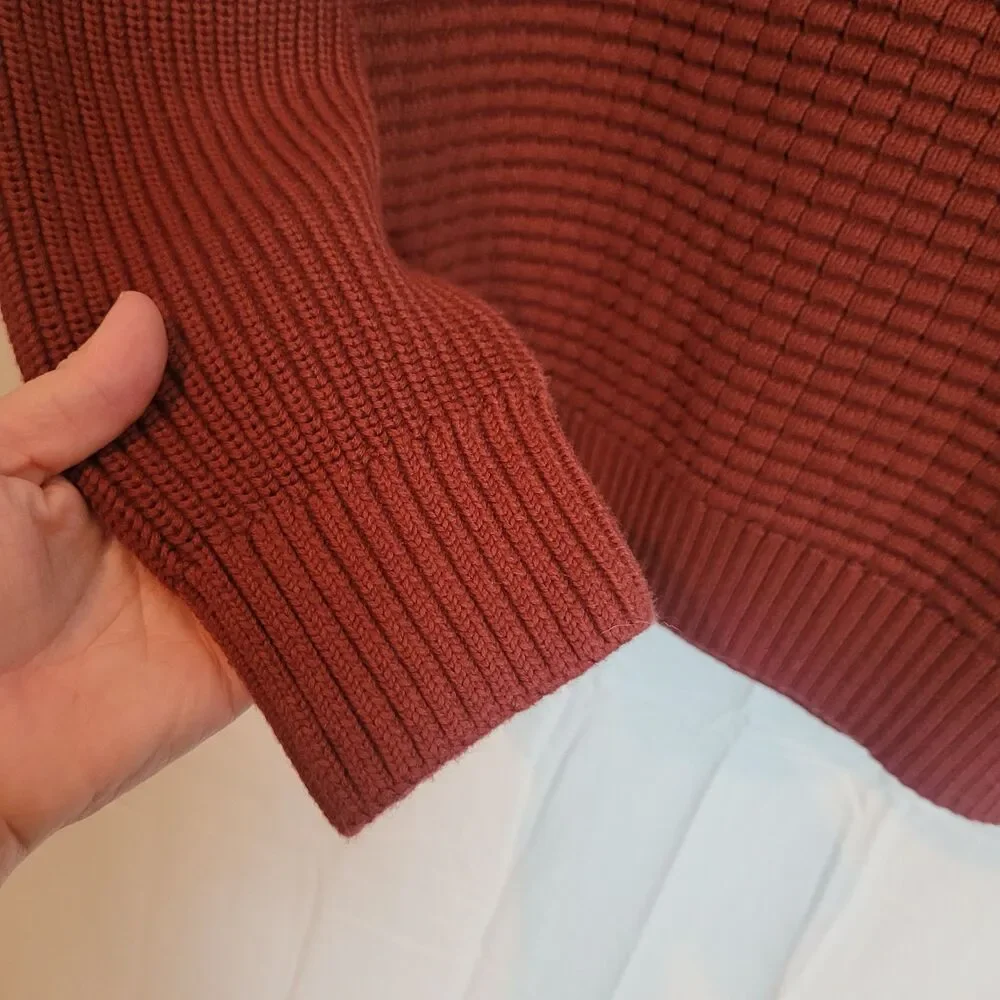 Duluth Men's Burly Retirement Button Mock Neck‎ Sweater Red Men's Sz Large READ